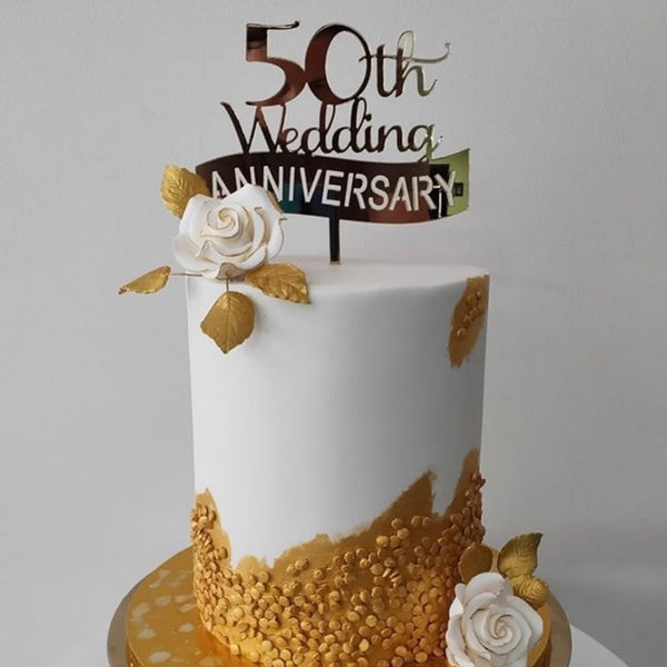 Golden Wedding Anniversary Cake topper - Doli Dwt